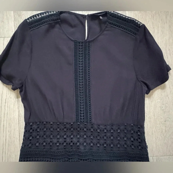 Maje Reia Embroidered Tassel Fringe Dress Dark Navy size 3 (large) - Picture 5 of 11